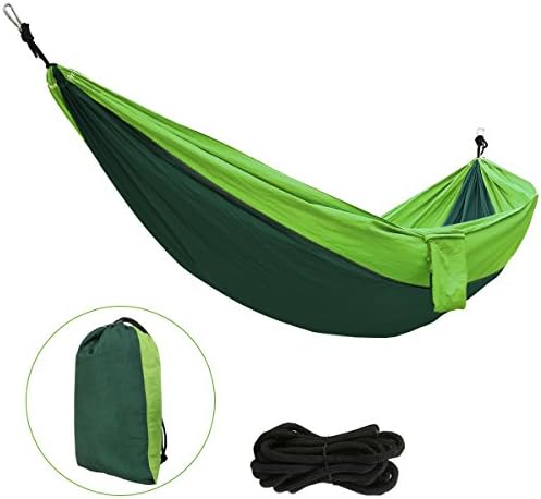 Camping Double Hammock Portable Nylon Parachute Hammock Max 600lbs Lightweight Easy Set Up for Backpacking Travel Backyard Outdoor Beach Hiking Green-106"(L) 55"(w)- by Eastshining