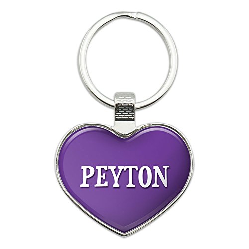 Graphics and More Metal Keychain Key Chain Ring Purple I Love Heart Names Male P - Peyton