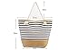AmyHomie　Large size straw striped canvas beach bag, zip pocket travel bag, Christmas gift,Beach Bag Canvas Tote
