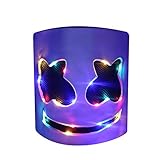 DJ LED Mask - Music Festival Party Light Up Mask Cosplay Costume - Carnaval Halloween Disco Headgear Prop Latex Full Head Hat - Carnival DJ Helmet White
