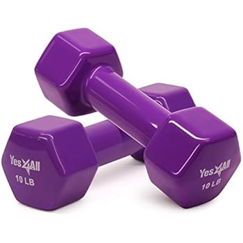 Yes4All PVC Dumbbells (Sold In Pair), Purple, 10 lb