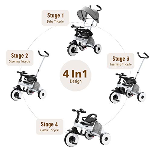 BABY JOY Tricycle for Toddlers, Folding Trike w/ Adjustable Parent