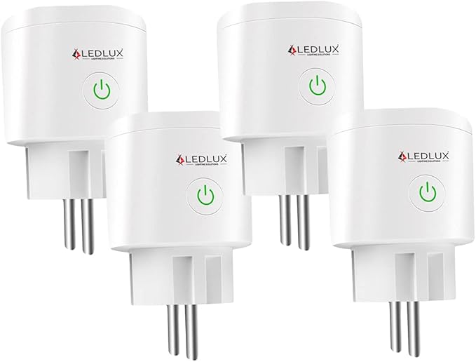 LEDLUX Smart WiFi Socket Compatible con Alexa y Google Home Smart Plug Smart Socket EU Plug 220V 16A Temporizador de monitoreo de consumo APLICACIN TUYA 4PCS