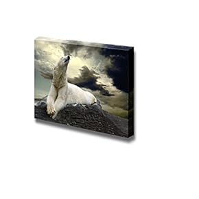 Mountain Polar Bear Stormy Sky - Canvas Art