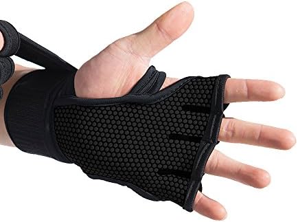 FITONY Cross -Training Professional All-in-one anti-slip strong grip Wrist Wraps for Fitness, WOD, Cycling, Dumbbell, Body building, Weightlifting - Men &amp; Women (Rogue Black, L)