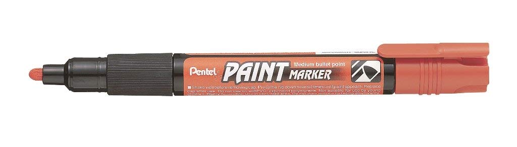 Pentel 4.0mm Bullet Point Paint Marker with Cellulose Based Paint Permanent Vivid Colours - Orange