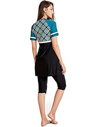 Ababalaya damaes modestas musulmanas Burkini Imprimir 2 piezas Traje de baño Traje de surf Rash Guard