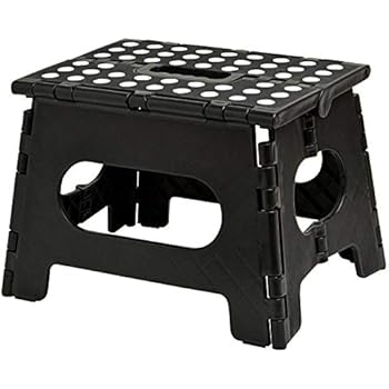 AG Folding Step Stool - The Lightweight Step Stool is Sturdy Enough to Support Adults and Safe Enough for Kids. Opens Easy with One Flip. Great for Kitchen, Bathroom, Bedroom, Kids or Adults. (Black)
