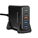 Grandstar USB Type C Charger, 75W USB Desktop Power Adapter with Quick Charge 3.0, 4 Ports Fast Charging Station,USB C Power Delivery PD for MacBook, Laptops, Phones and Tablet