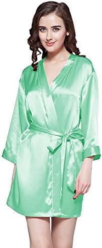 Find Dress Women's Solid Satin Robe Bridemaids Robes Sliky Kimomo 10186MintM