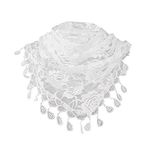 Clearance Sale!â„â„Women Clearance Lace Tassel Rose Floral Hollow Scarf Shawl Lady Wraps Scarves (White)