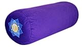 YogaAccessories Supportive Round Cotton Yoga Bolster - Purple Embroidered
