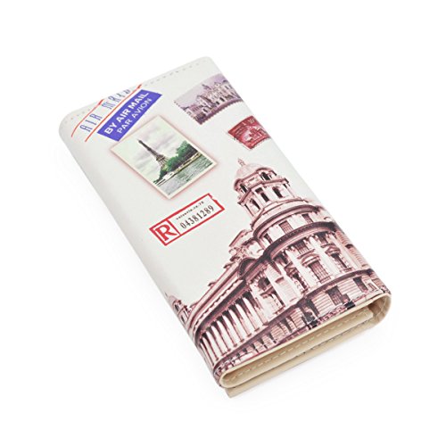 Premium US UK Flag City Print PU Leather Continental Wallet, Paris City Print 2
