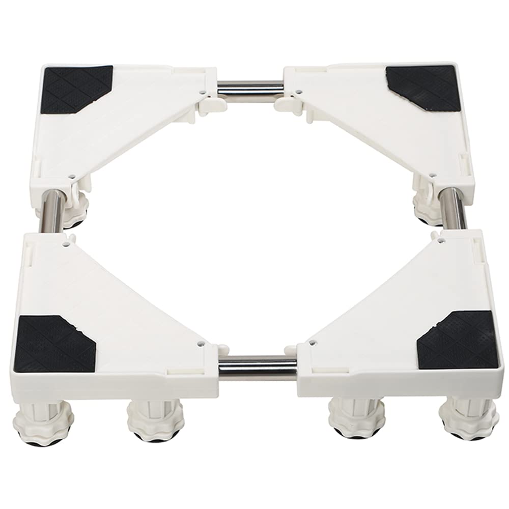 洗濯機 台 パン ドラム式洗濯機 冷蔵庫 かさ上げ キャスター付き 幅 奥行 43cm - 70cm 高さ 10cm - 13cm 調節 (8脚固定・ホワイト)商品画像