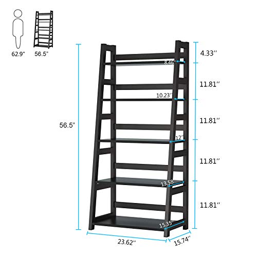 Tribesigns 5Tier Bookshelf Modern Bookcase, 5 Shelf Ladder Shelf Book Storage Shelf Organizer