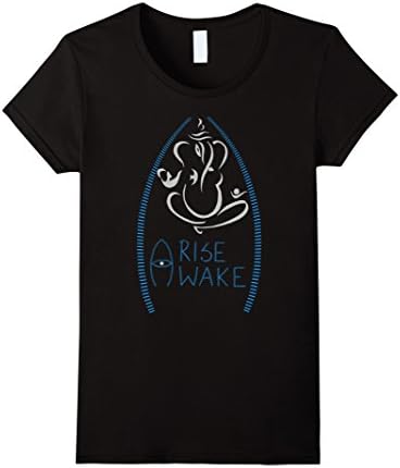 Womens Oviyam Ganesha Arise Awake Yoga Meditation T-Shirt Large Black