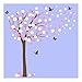 Huge Cherry Blossom Tree Blowing in The Wind Wall Decals Nursery Tree Flowers Butterfly Art Baby Kids Room Wall Sticker Wall Décor