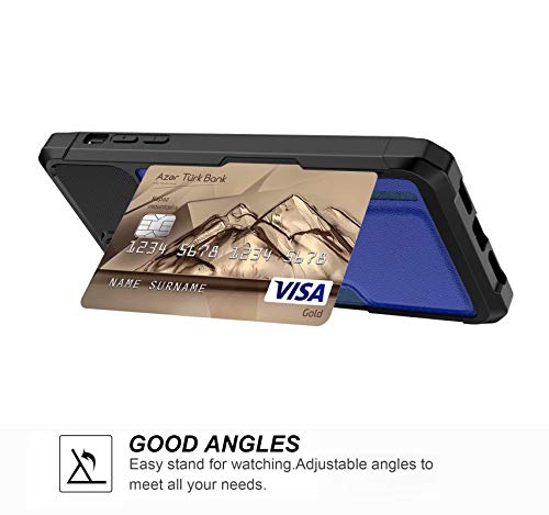 iPhone 11 Pro Max 2019 6.5 Case, Ranyi Carbon Fiber Wallet Case with Credit Card Holder Shock Absorbing Resilient TPU Rubber Defender Protective Case for 2019 6.5 Inch iPhone 11 Pro Max (Blue) - Thumbnail 5