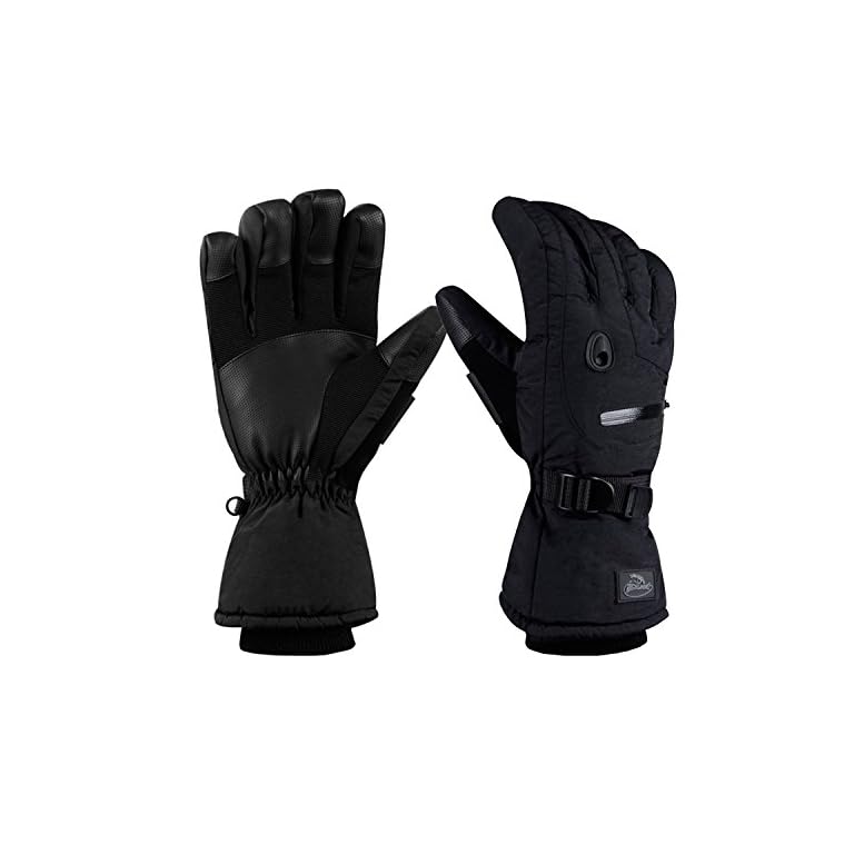 CAMYOD Waterproof Ski Snowboard Gloves with 3M Thinsulate,Zipper Pocket