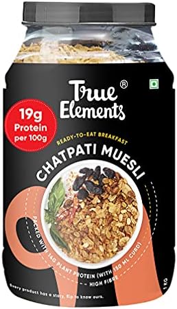 True Elements Chatpati Muesli 1kg - With 19g of Plant Protein, Healthy Snacks, Protein Muesli