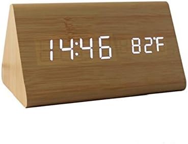 Wooden LED Digital Alarm Clock, Dual Power Supply Clocks with 3 Set of Alarm, Sound Control, Loud Electric Desk Clock for Home, Office, Travel, Bedrooms, Kids