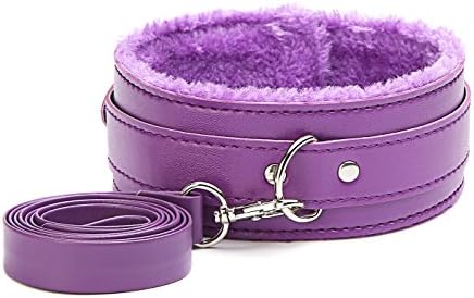ALERDON Leather Fur Lined Cosplay Choker Neck Collar with Leash