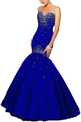 Xicheng Women's Sexy Mermaid Tulle Wedding Prom Dresses Size 6 US Royal Blue