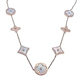 Baoliren White Shell Rose Gold Tone Round Multi Clover Women's Strand Necklace