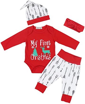 Xuuly Christmas Baby Boys Girls My First Christmas Rompers Outfit Set(0-6 Months)