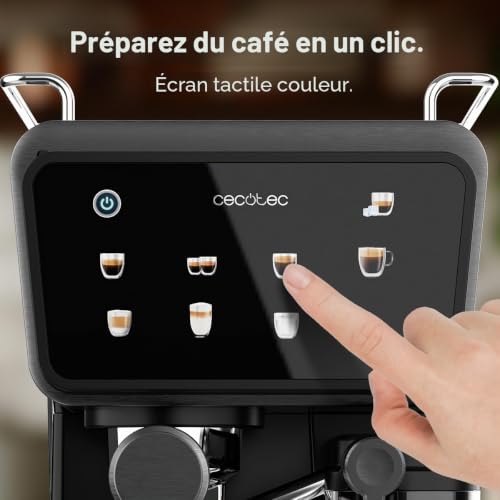 Cafetières Express Semi-automatiques Power Espresso Touch ColdBrew Latte. 1350W, 20 Bars, Froid, Tiède ou Chaud, Écran Tactile, Réservoir d'Eau 1,5L, Réservoir de Lait 500ml, Double Bras