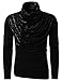 H2H Mens Unique Slim fit Fashionable Designed Shirring Long Sleeve T-Shirts Black US M/Asia L (KMTTL0252)