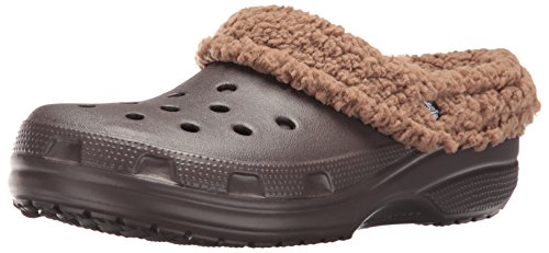 crocs Unisex Classic Mammoth Lined Graphic Mule, Espresso/Khaki, 9 US Men / 11 US Women