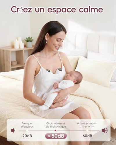 Lulia Hands Free Electric Breast Pump, 4 Modes & 9 Levels, 380mmHg Powerful Suction, Portable Breast Pump with LED Display, BPA-Free, with Flange 0.669/0.748/0.827/24 mm, White, 2 Packs
