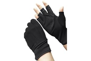 1 Pairs Summer Half Finger for Men, Fingerless Gloves, Men Women UV Sun Protection Driving Cotton Gloves Nonslip.