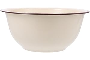 OHPHCALL Vintage Enamel Bowl Lard Basin for Kitchen Retro Decorative Soup Basin for Dough Mixing and Home