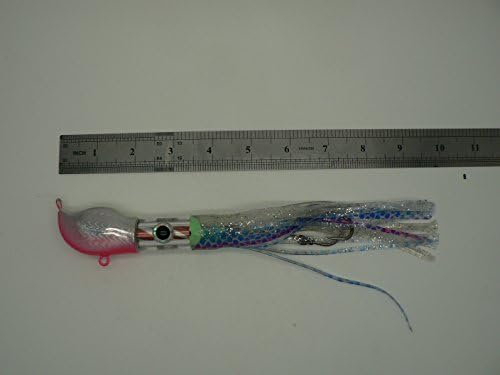 Yazhidafishing Ocean Boat Snapper Head Rubber Skirt Jig Marlin Fishing Lure (pink, 200g)