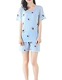 MyFav Big Girls Dogs Printed Pajama Set Summer Cute Sleepwear Cartoon Loungewear