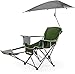 Sport-Brella 3-Position Recliner Chair with Removable Umbrella and Footrest, Moss Green