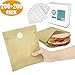Fit Meal Prep [200 Bags and 200 Stickers Pack] 8.5 x 6 Inch Kraft Wax Paper Sandwich Bags and White Round Sticker Label - Unbleached Biodegradable Deli Wrap Sheet Food Grade Grease Resistant