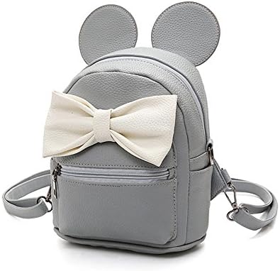 Girls Women Cartoon Mouse Ear Polka-dot Sequin Bow Backpack Shoulder Bag Purse