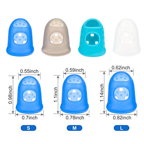 24 Pieces Rubber Fingers Tips Guard with 3 Sizes (S/M/L) Finger