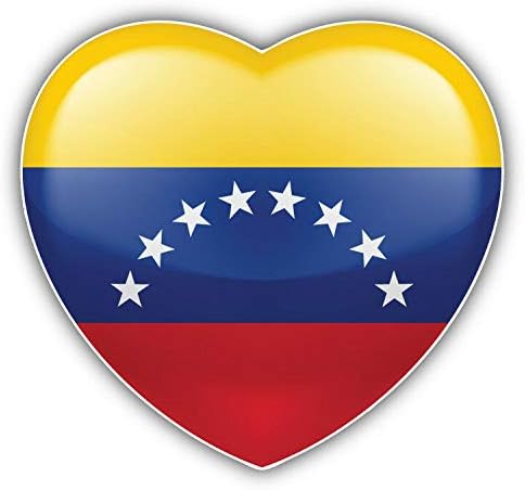 KW Vinyl Venezuela Glossy Heart World Flag Truck Car Window Bumper Sticker Decal 5"