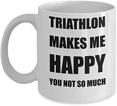 Triathlon Mug Lover Fan Funny Gift Idea Hobby Novelty Gag Coffee Tea Cup Makes Me Happy