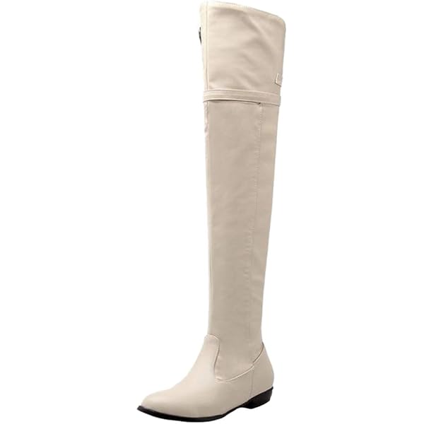 Bottes Hautes Genou Femme - Talon Bloc - Bout Pointu - Style équitation Avec Boucle - 4
