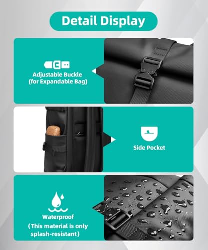 GYakeog Rolltop Backpack Waterproof for Men and Women 33L Large Bicycle Backpack 15 Inch Laptop Backpack Lightweight Perfect for Work School Travel and Outdoor Activities Black