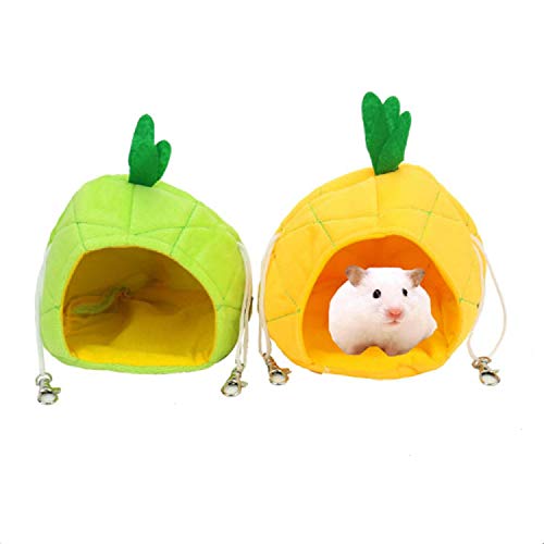 Pomeat Hamster Bed House, 2 Pack Hamster Bedding Winter Hanging Fruit Pineapple Warm Bed Nest Accessories for Mini Small Animal Mice, Rat, Sugar Glider, Chinchilla - Thumbnail 6