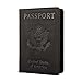 Genuine Leather Passport Holder Travel Wallet RFID Passport Cover Case for Women Men (Black)