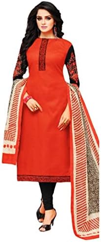 FanduFashion Women's Unstitched Cotton Embroidery Work Dress Material for Top; Bottom and Dupatta (Multi Colour; Free Size)