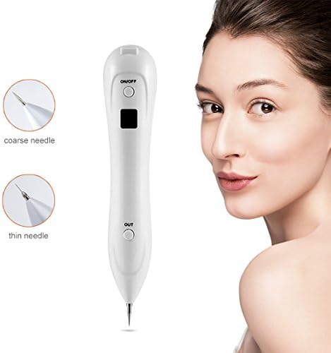 Mole Removal Pen, XFJ TECH Professional Skin Tag Remover Machine with LCD Display/USB Charging, Safe Removal Dark Spot Tool for Nevus, Tattoo, Dot, Freckle, Wart, Pigmentation(White)