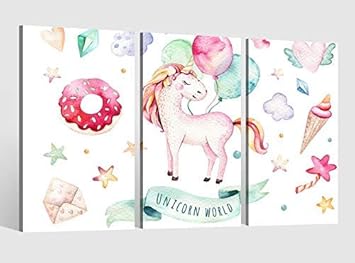 Amazon De Leinwandbild 3 Tlg Pony Kinderzimmer Pegasus Blumen Kat2 Madchen Eis Bild Leinwand Kinder Wandbild Kunstdruck 9ab1681 3 Tlg Bxh 90x60cm 3stk 30x 60cm